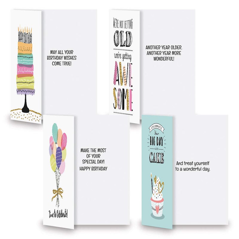 Current Simple Wishes Happy Birthday Greeting Card Set - Value Pack of 20 Cards With White Envelopes, 10 Designs, Large 5" x 7" Assortment - Image 2